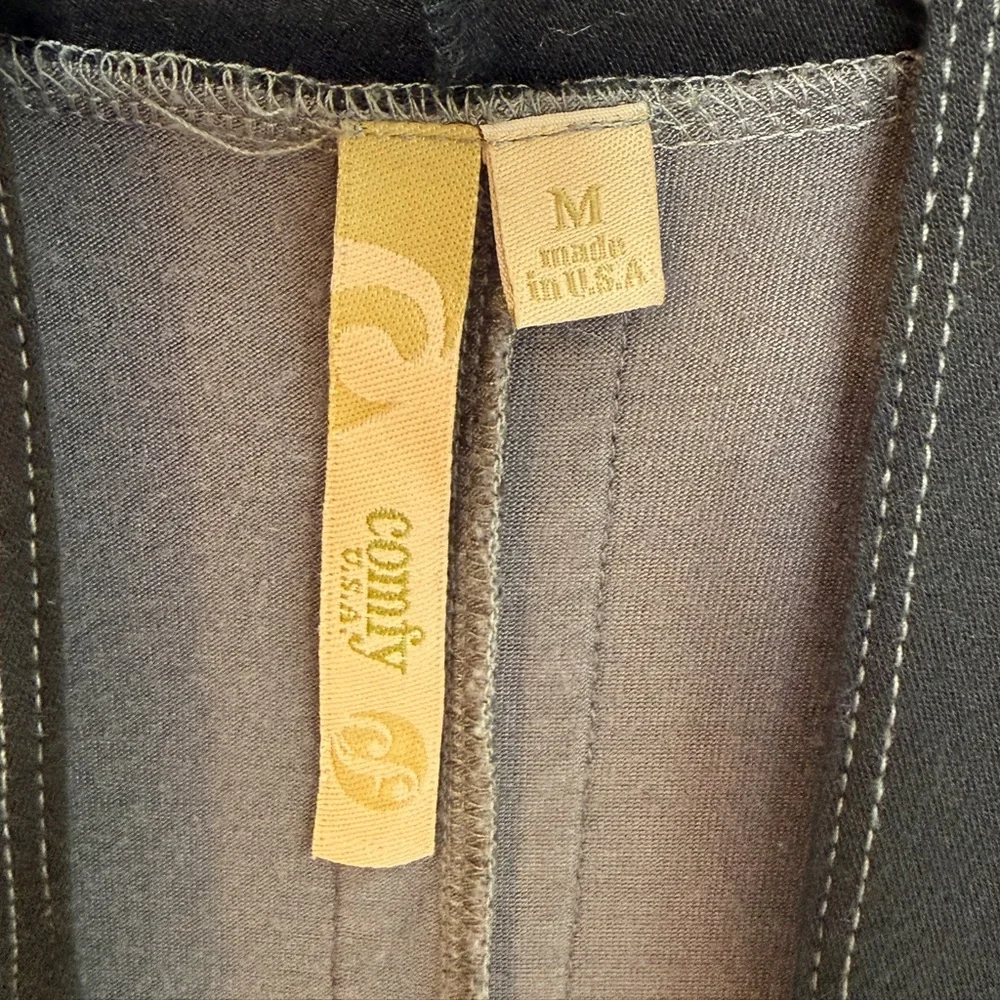 Comfy USA Grey Open Front Knit Cardigan With Contrasting Black Trim Medium - Picture 5 of 6